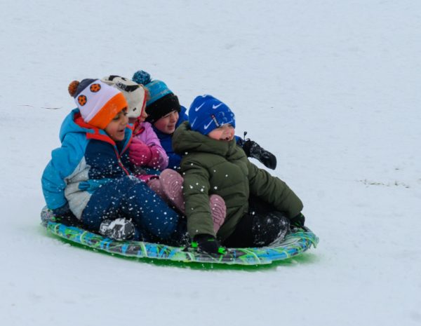 With more than 14 inches of snow in the last month, MCDS students are sledding nearly every day at recess.